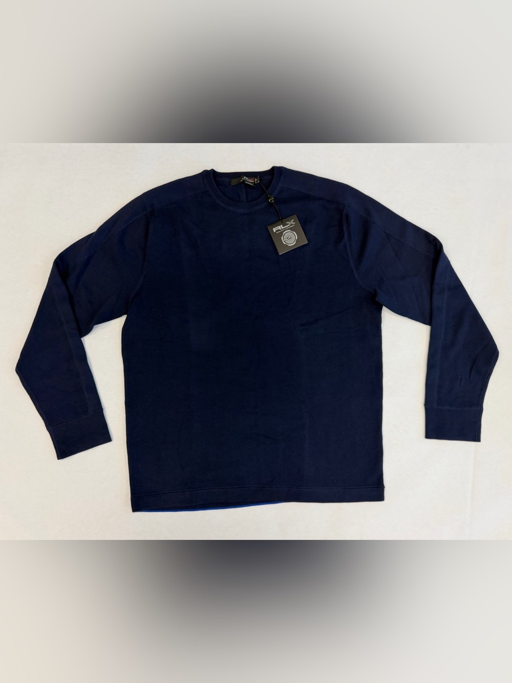 NWT RLX Ralph Lauren Golf Men's Large French Navy Crewneck Knit Sweater Pullover